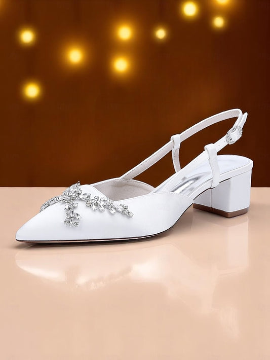 Black Slingback Heels Satin Women's