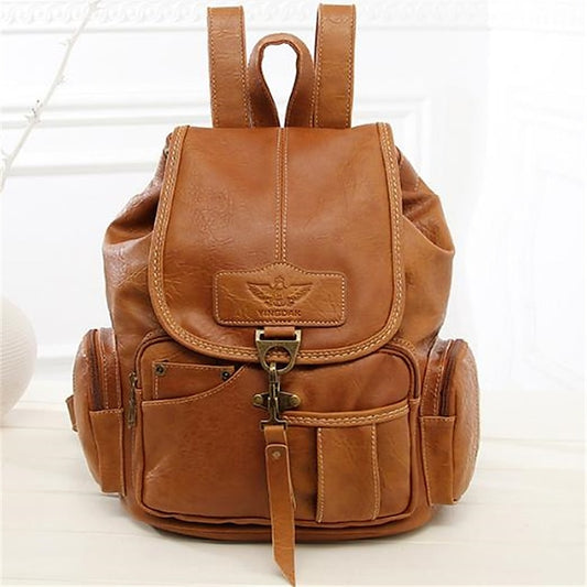 Women's with Backpack Vintage Leather Pockets Faux Multiple