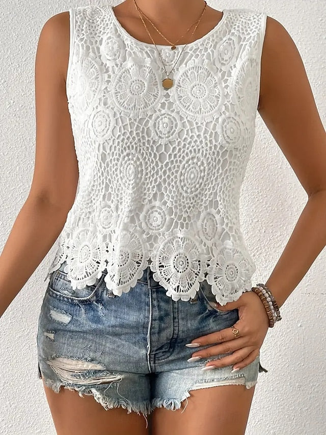 Women's Lace Tops Lace Patchwork Plain Elegant Stylish