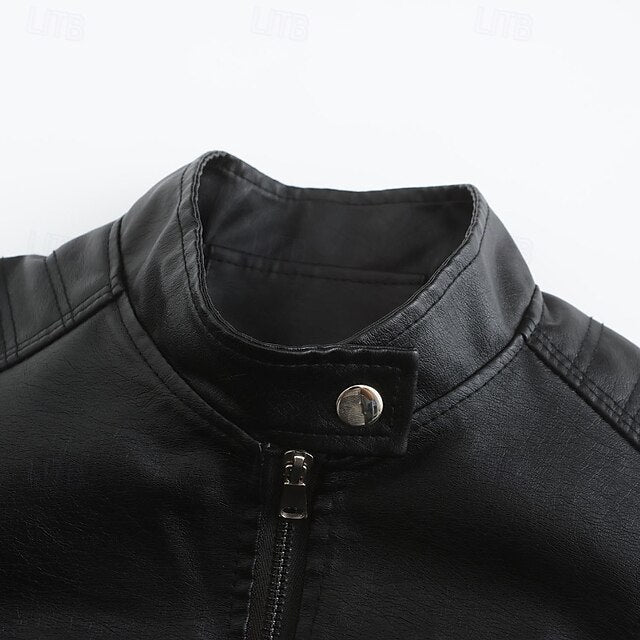 Faux Jacket Leather Women's Zipper Comfortable Pocket