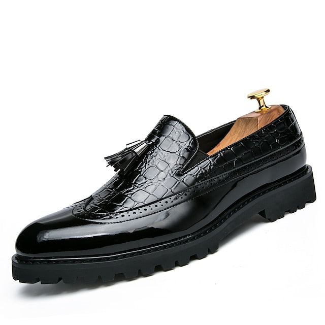 - Loafers Black Crocodile Red Pattern Men's and Stylish