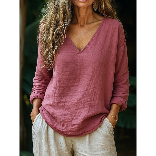 Women's Blouse Stylish Retro Vintage Casual Brown Khaki