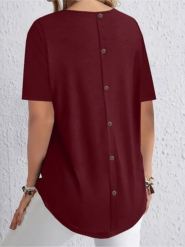 Women's T Shirt Tee Top Solid Color Elegant Fashion Classic