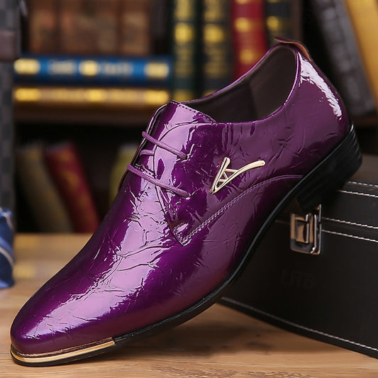 Purple Lace-Up Shiny Patent Shoes Bold Men's –