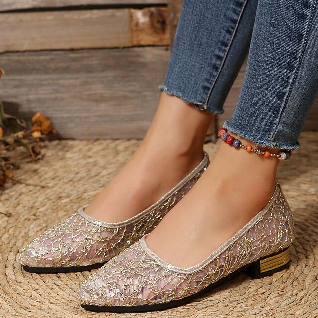 Silver Ballet Sequin Flats Elegant Women's – Mesh