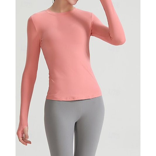 Women's Solid Colored Tennis Top Long Sleeve Breathable
