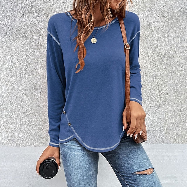 Women's Blouse Buttons Plain Tropical Stylish Casual Long