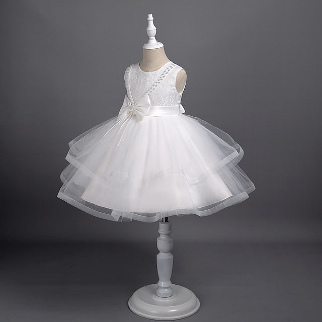 Sleeveless Girls' Color Dress Party Solid Toddler