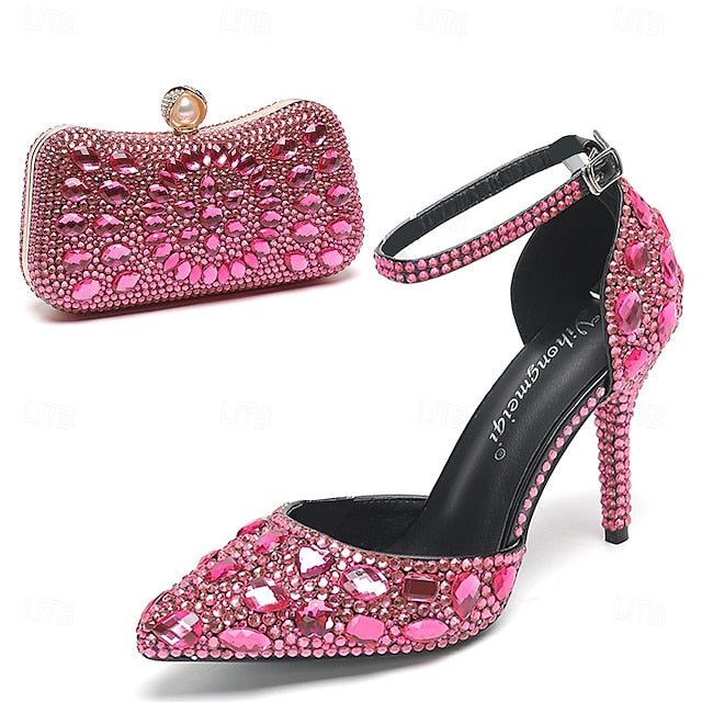 Heel Multicolor Rhinestone Women's with High Shoes Wedding