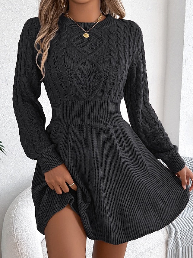 Women's Mini Dress Poly-Cotton Linen Texture Dresses