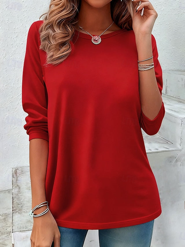 Women's T Shirt Plain Vintage Stylish Classic Long Sleeve