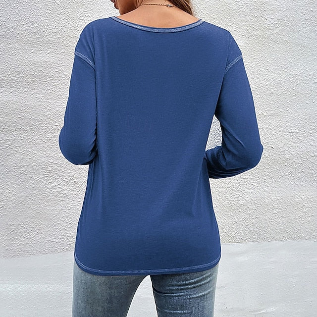 Women's Blouse Buttons Plain Tropical Stylish Casual Long