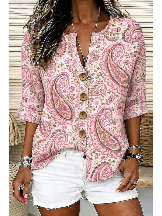 Women's Shirt Print Graphic Paisley Elegant Vintage