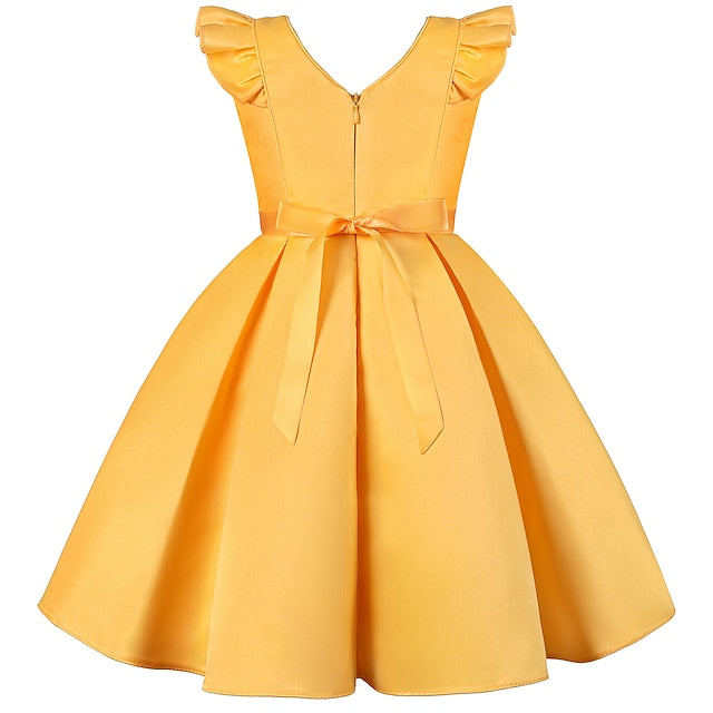 Formal Color Dress Kids Party Girls' Sleeveless Solid