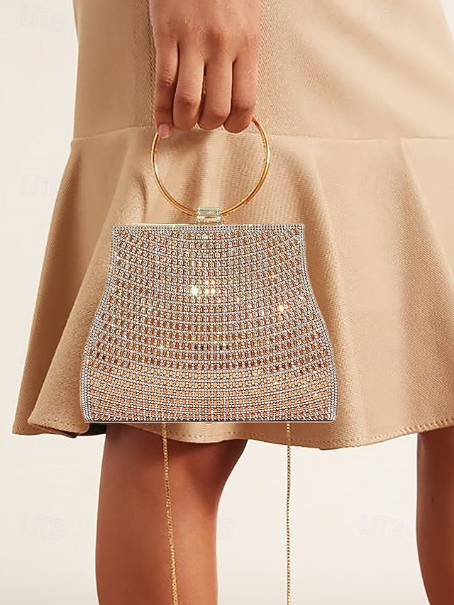 with Gold Crystal Handle Evening Clutch Ring Elegant –