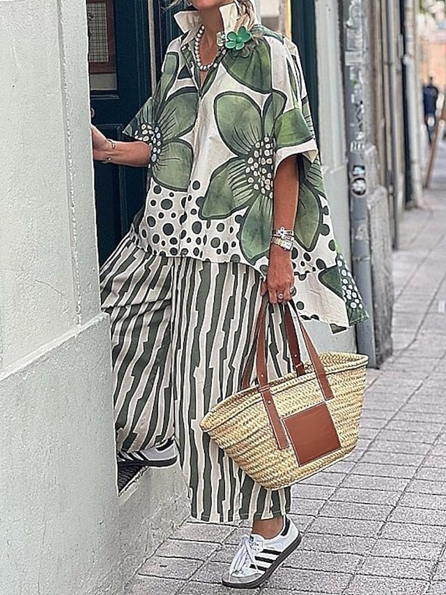 Women's EU / US Size2 Pieces SetsMatching Sets Half Sleeve