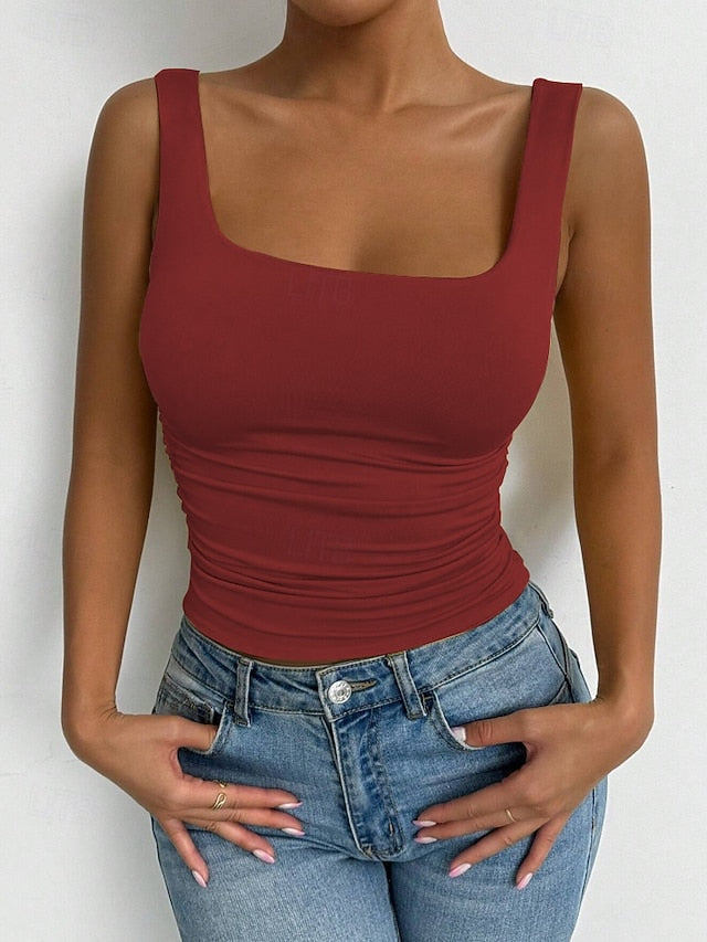 Women's Camisole Tank Top Solid Color Stylish Casual