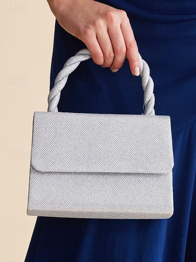 Silver Glitter with Braided Handbag Handle and Women's