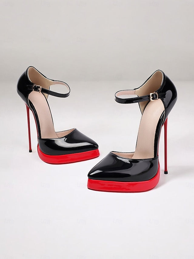 Patent and Black Stiletto Red Platform Leather Women's