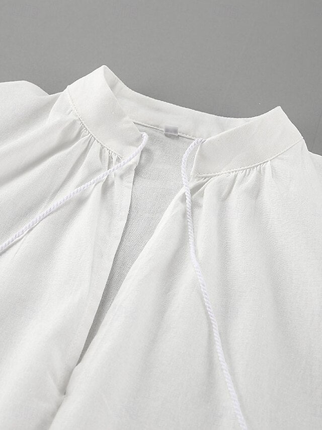 Women's Cotton Linen Sets Bolero Top Long Sleeve Lantern