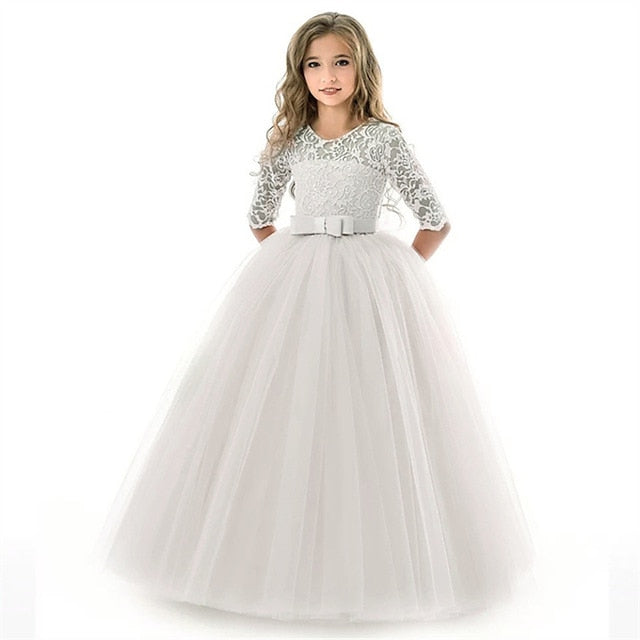 Girl Girls' Dress Kids Flower Wedding Colored Solid