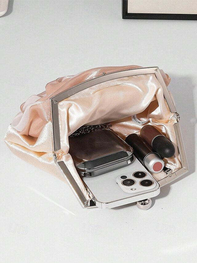 Women's Elegant Clutch Satin Rose – Evening Flower Purse
