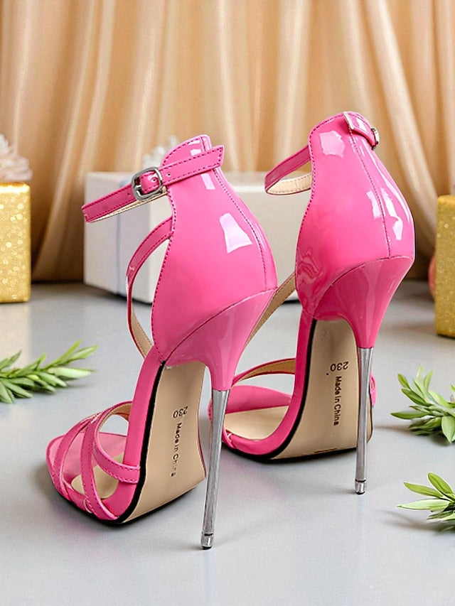 Women's Patent - PU Heels Sandals Red High Stiletto Strappy