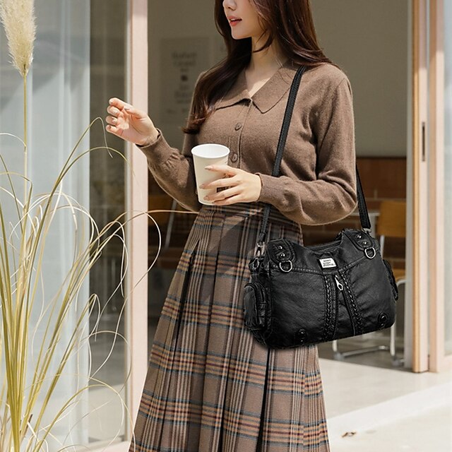 Leather PU Shoulder Women's Hobo Boston Bag Handbag