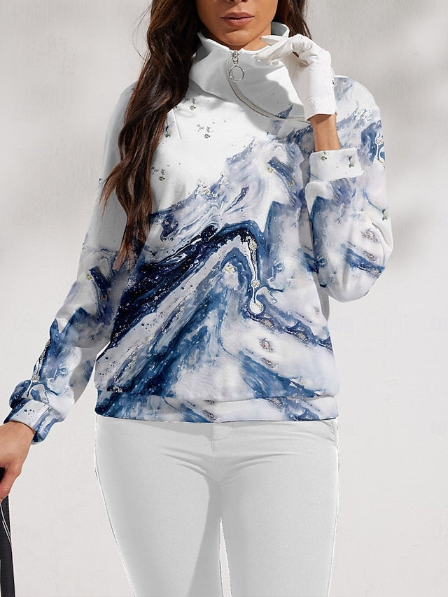 Women's Golf Pullover Sweatshirt Blue Long Sleeve Top Fall