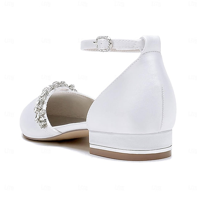 – Flats Pointed Toe Wedding Elegant Satin Women's White