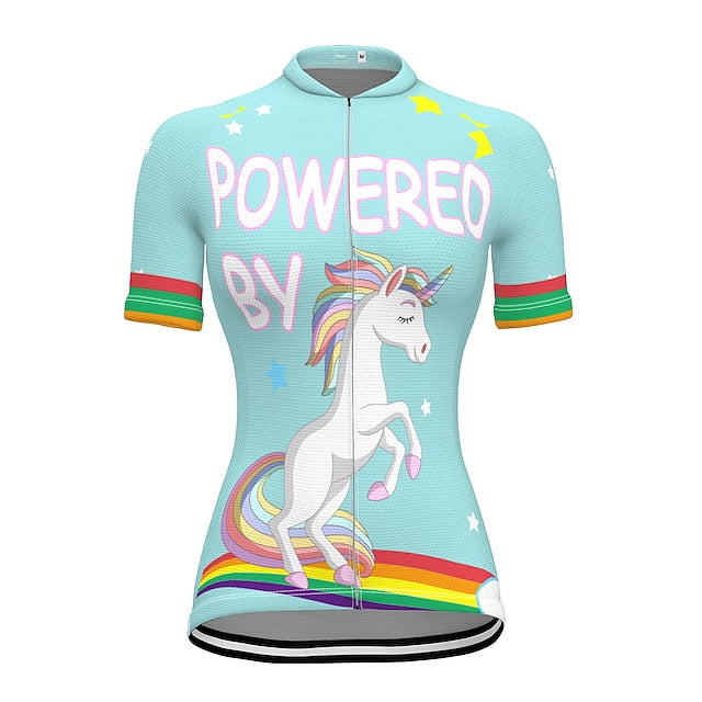 Women's Cycling Jersey Graphic Rainbow Unicorn Short Sleeve