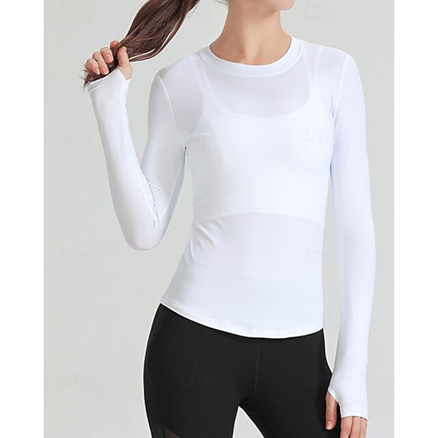 Women's Solid Colored Tennis Top Long Sleeve Breathable