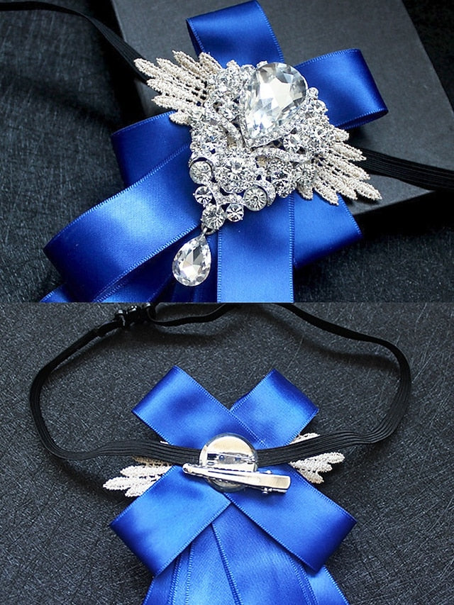 Pin Crystal Luxury Bow Ribbon - Brooch Men's Tie Elegant