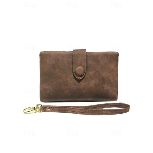 with Leather Women's Wrist Strap Faux Pink Wallet –