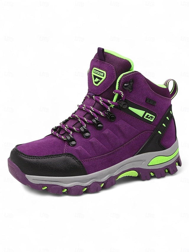 Women's Waterproof Hiking Boots – Purple High-Top Outdoor