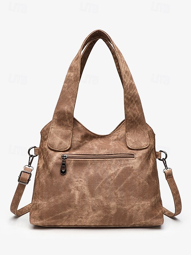 Women's Vintage Faux Leather Shoulder Tote Bag, Large
