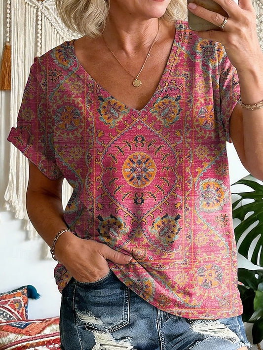 Women's T Shirt Print Graphic Geometric Vintage Stylish