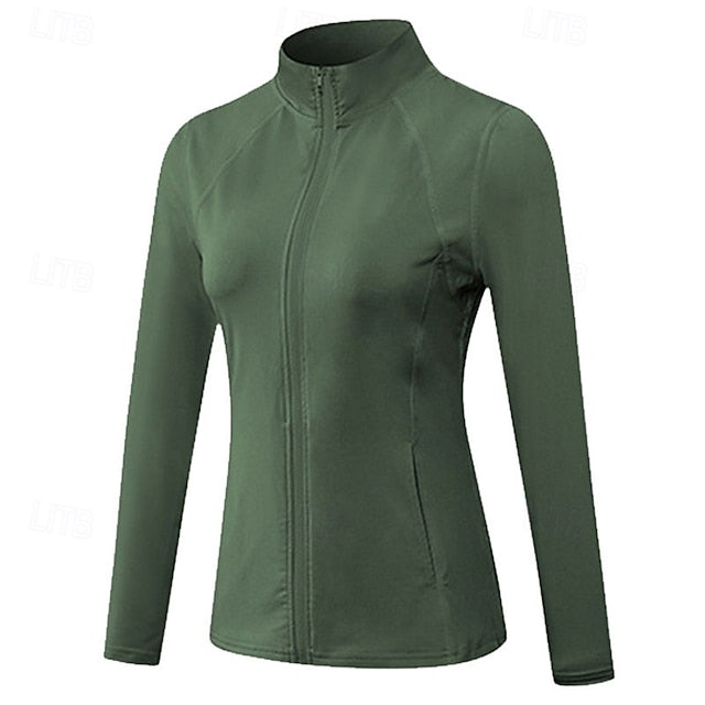 Women's Workout Shirt Yoga Top Stand Collar Quick Dry Full