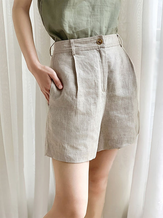 Women's 100% Linen Chinos Shorts Vacation Streetwear Casual
