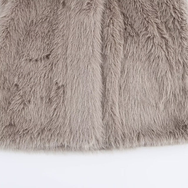 Coat Pocket Buttons Fur Warm Comfortable Women's Faux