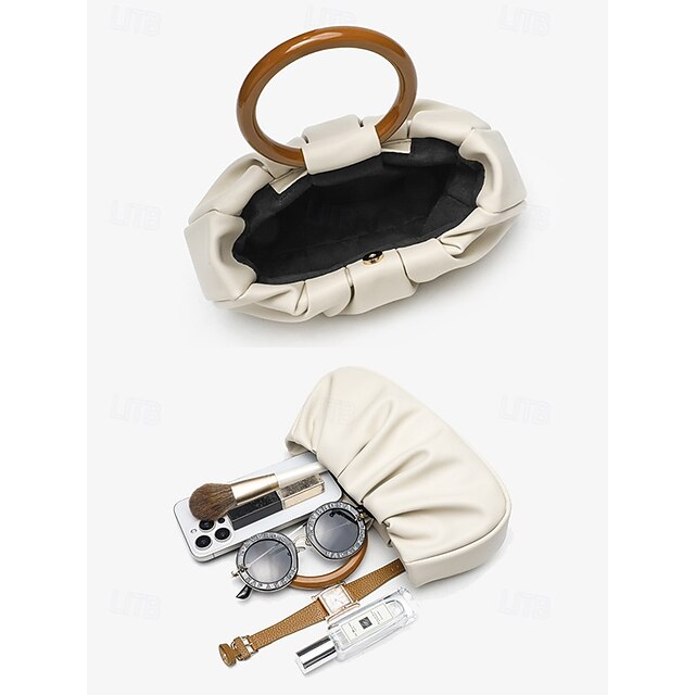 Pleated Bag Leather Faux Clutch Women's Acrylic Tote with