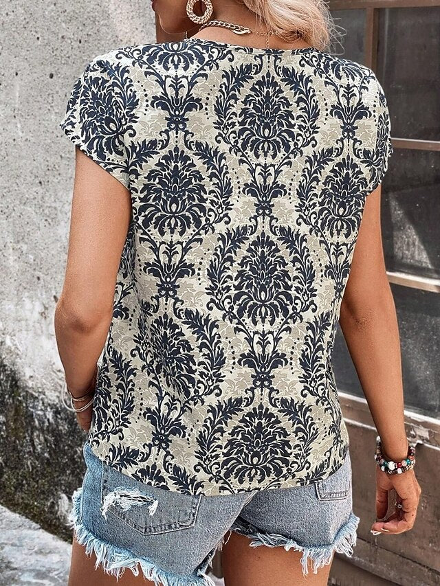 Women's T Shirt Floral Bohemia Vintage Casual Short Sleeve