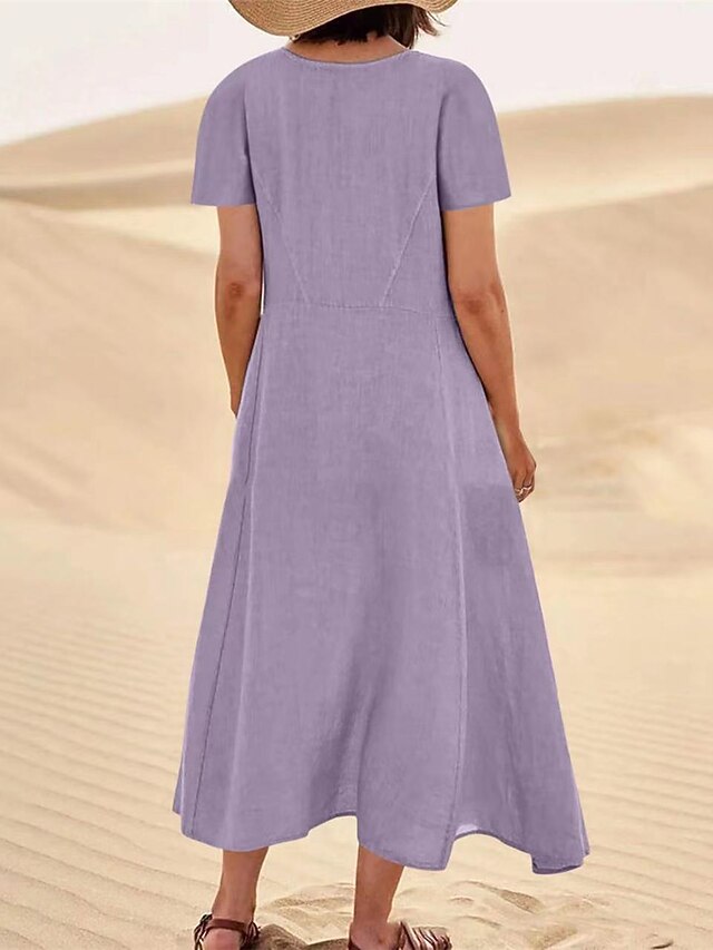 Women's Long Dress Maxi Dress Faux Cotton Linen Casual