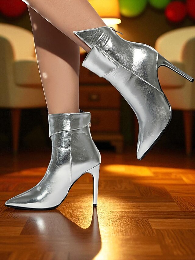 Stiletto Metallic Ankle Toe Pointed Women's Gold - Boots
