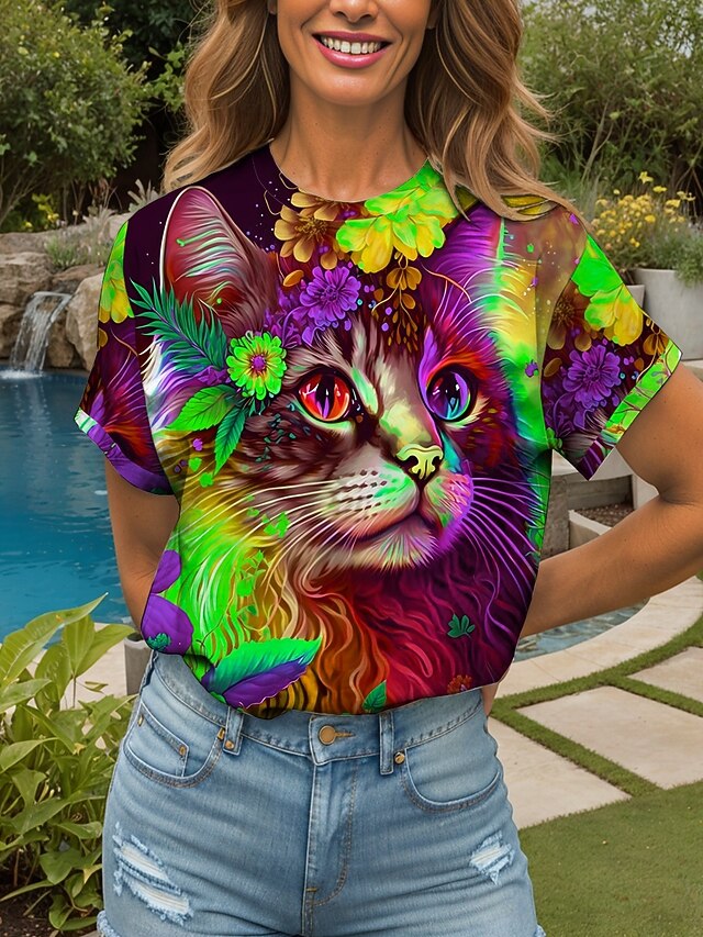 Women's T Shirt Floral Graphic Animal Vintage Stylish