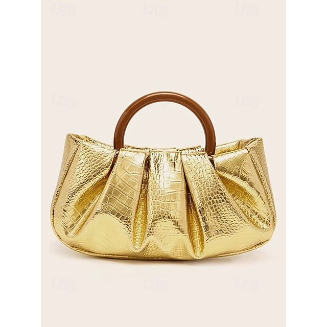 Pleated Bag Leather Faux Clutch Women's Acrylic Tote with