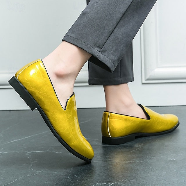 Slip-On Metallic Shiny – Men's Loafers Gold Fashionable