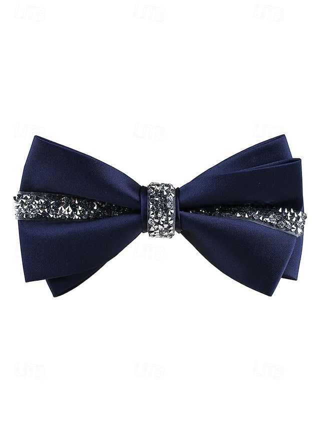 Crystal Embellishment with – Burgundy Elegant Tie Satin Bow
