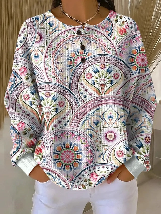 Women's Pullover Sweatshirt Floral Graphic Fashion Casual