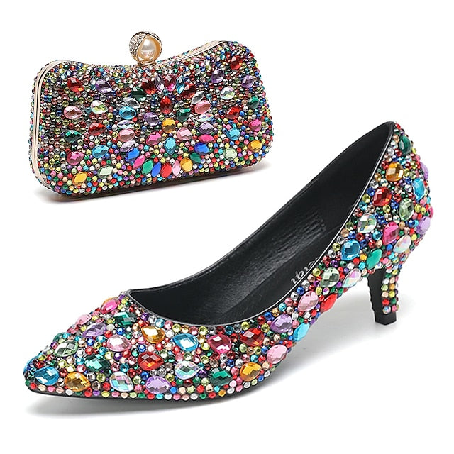 Kitten Shoes Matching Crystal-Embellished Heel and Women's